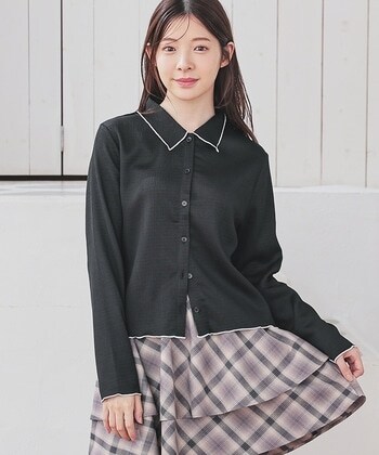 【Honeys公式 / ハニーズ】衿付カーディガン レディース Ｍ ブラック プチプラ