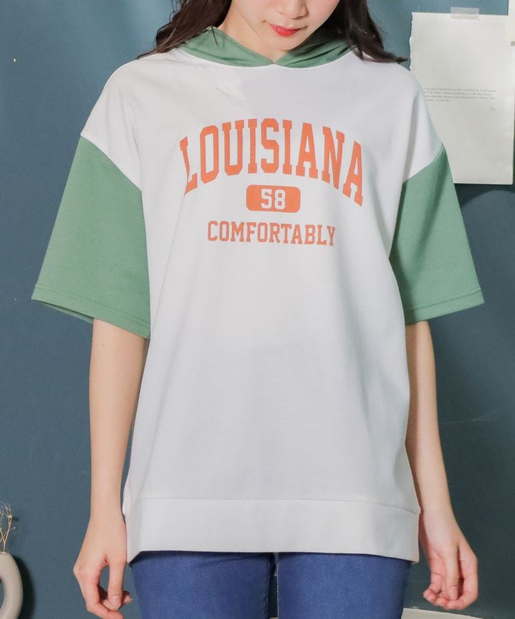 ハニーズ公式通販 配色半袖パーカー トップス Honeys Online Shop レディースファッション通販