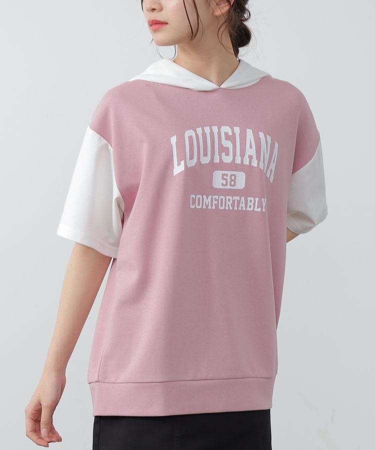 ハニーズ公式通販 配色半袖パーカー トップス Honeys Online Shop レディースファッション通販