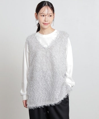 【Honeys公式 / ハニーズ】フェザーベスト レディース Ｍ グレー プチプラ