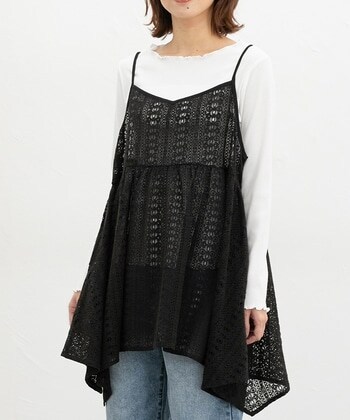 【Honeys公式 / ハニーズ】レースキャミチュニック レディース M ブラック プチプラ 【Honeys公式 / ハニーズ】レースキャミチュニック レディース M ブラック プチプラ