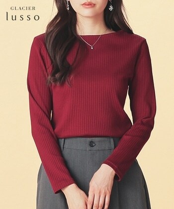 【Honeys公式 / ハニーズ】ボートネックトップス レディース Ｍ ボルドー プチプラ