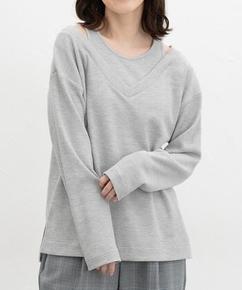 【Honeys公式 / ハニーズ】レイヤード風トップス レディース M 杢グレー プチプラ 【Honeys公式 / ハニーズ】レイヤード風トップス レディース M 杢グレー プチプラ