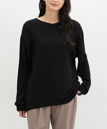 【Honeys公式 / ハニーズ】Ｖネックチュニック レディース ＬＬ ブラック プチプラ