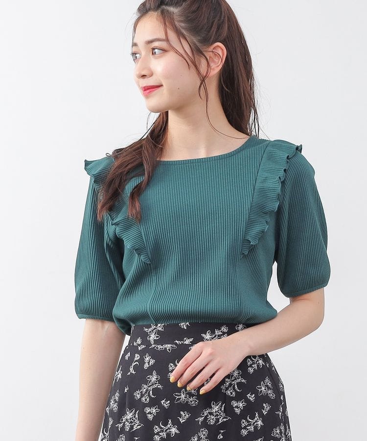 Nodressブルーネットプリーツレースフリルトップス Tシャツ/カットソー