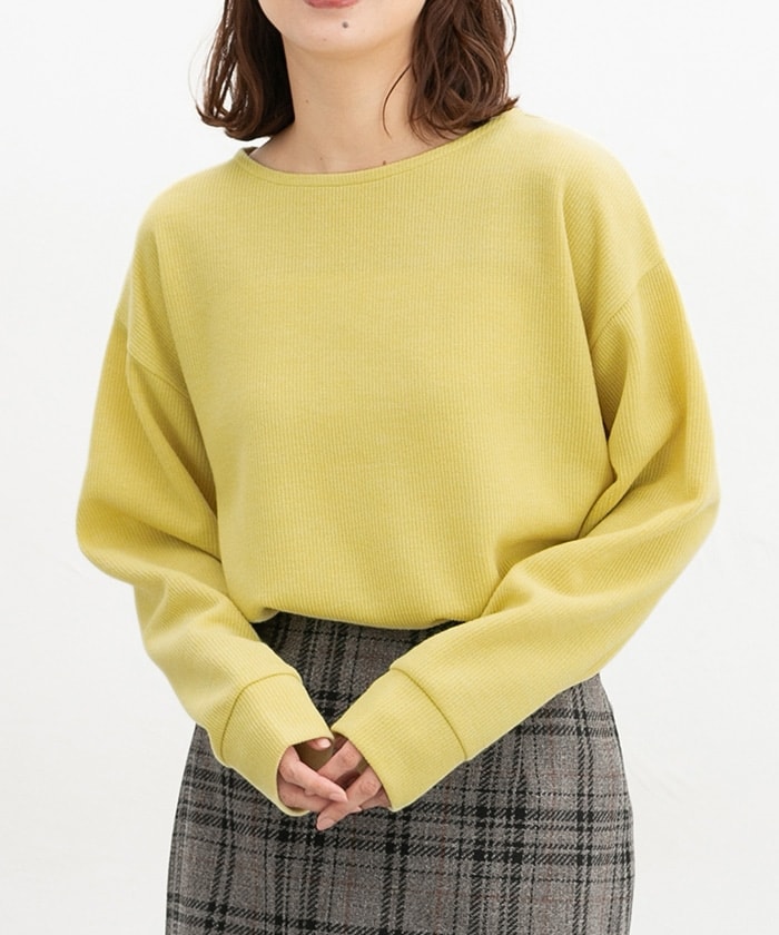 【Honeys公式 / ハニーズ】後裾タックトップス レディース M イエロー プチプラ