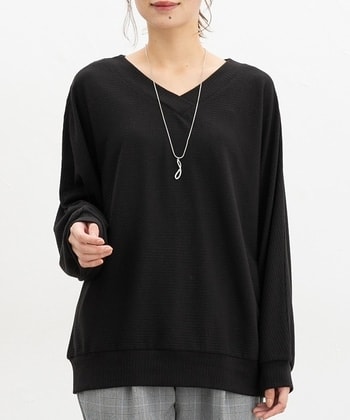 【Honeys公式 / ハニーズ】アクセ付ドルマントップス レディース LL ブラック プチプラ 【Honeys公式 / ハニーズ】アクセ付ドルマントップス レディース LL ブラック プチプラ