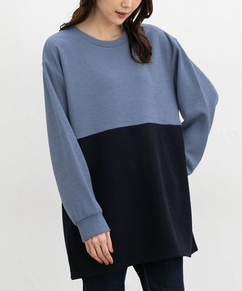 【Honeys公式 / ハニーズ】配色チュニック レディース M スモーキーブルー プチプラ 【Honeys公式 / ハニーズ】配色チュニック レディース M スモーキーブルー プチプラ