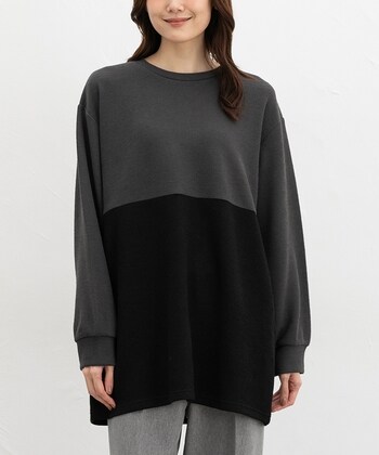 【Honeys公式 / ハニーズ】配色チュニック レディース M 杢チャコール プチプラ 【Honeys公式 / ハニーズ】配色チュニック レディース M 杢チャコール プチプラ