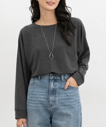 【Honeys公式 / ハニーズ】アクセ付ドルマントップス レディース L 杢チャコール プチプラ 【Honeys公式 / ハニーズ】アクセ付ドルマントップス レディース L 杢チャコール プチプラ