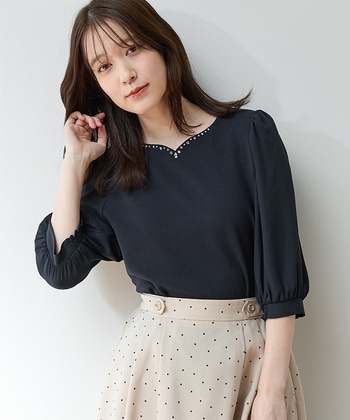 トップス　授乳　ハートネック 6分袖ハートネックトップス: トップス｜ハニーズ公式通販