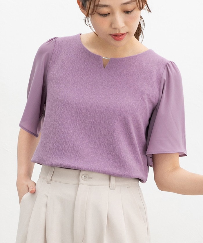 【Honeys公式 / ハニーズ】メタルパーツ付トップス レディース 3L ピンクパープル プチプラ 【Honeys公式 / ハニーズ】メタルパーツ付トップス レディース 3L ピンクパープル プチプラ