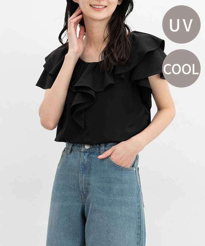 【Honeys公式 / ハニーズ】フリルTシャツ レディース M ブラック プチプラ 【Honeys公式 / ハニーズ】フリルTシャツ レディース M ブラック プチプラ
