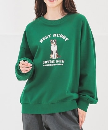 【Honeys公式 / ハニーズ】アニマルゆるトレーナー レディース ＬＬ グリーン プチプラ