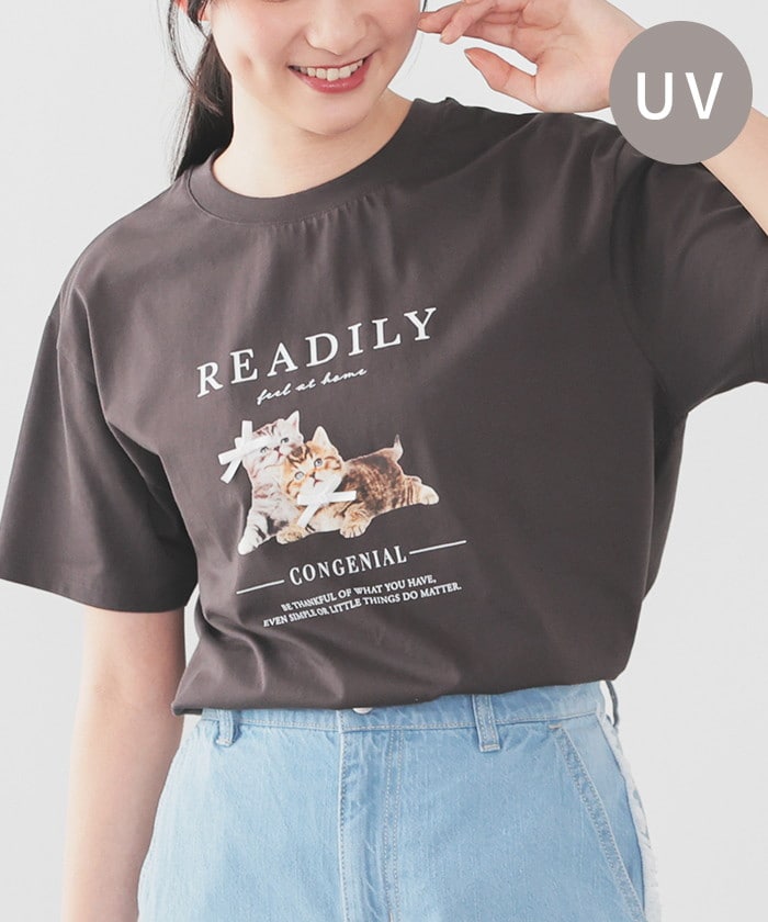 【Honeys公式 / ハニーズ】ネコプリントTシャツ レディース S スミクロ プチプラ 【Honeys公式 / ハニーズ】ネコプリントTシャツ レディース S スミクロ プチプラ