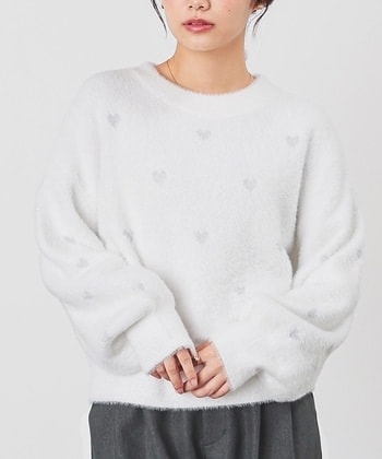 【Honeys公式 / ハニーズ】ハート柄フェザーニット レディース L アイボリー プチプラ 【Honeys公式 / ハニーズ】ハート柄フェザーニット レディース L アイボリー プチプラ