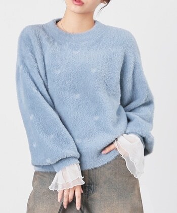 【Honeys公式 / ハニーズ】ハート柄フェザーニット レディース M スモーキーブルー プチプラ 【Honeys公式 / ハニーズ】ハート柄フェザーニット レディース M スモーキーブルー プチプラ