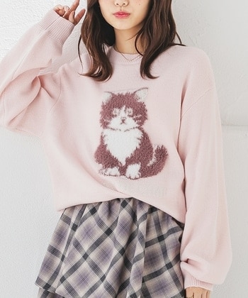 【Honeys公式 / ハニーズ】アニマル柄ニット レディース L ピンク プチプラ 【Honeys公式 / ハニーズ】アニマル柄ニット レディース L ピンク プチプラ