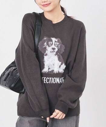 【Honeys公式 / ハニーズ】アニマル柄ニット レディース Ｌ チャコール プチプラ