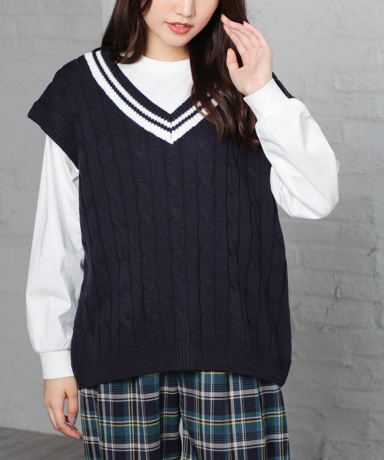 ハニーズ公式通販】ライン入りベスト: トップス－Honeys Online Shop－レディースファッション通販