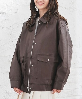 【Honeys公式 / ハニーズ】合皮ブルゾン レディース L ブラウン プチプラ 【Honeys公式 / ハニーズ】合皮ブルゾン レディース L ブラウン プチプラ