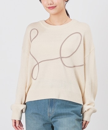 【Honeys公式 / ハニーズ】コード刺繍ニットトップス レディース S アイボリー プチプラ 【Honeys公式 / ハニーズ】コード刺繍ニットトップス レディース S アイボリー プチプラ