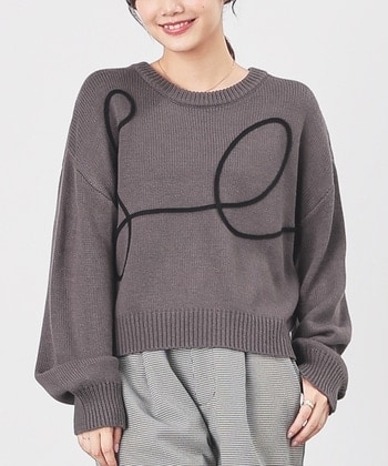 【Honeys公式 / ハニーズ】コード刺繍ニットトップス レディース Ｓ スミクロ プチプラ