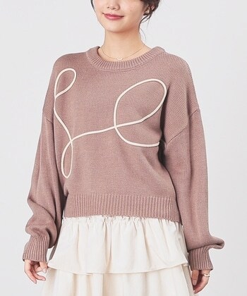 【Honeys公式 / ハニーズ】コード刺繍ニットトップス レディース S モカ プチプラ 【Honeys公式 / ハニーズ】コード刺繍ニットトップス レディース S モカ プチプラ