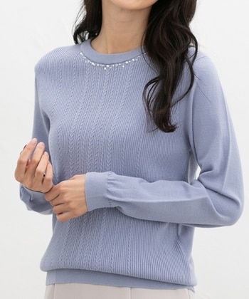 【Honeys公式 / ハニーズ】ビジュー付ニット レディース Ｓ スモーキーブルー プチプラ