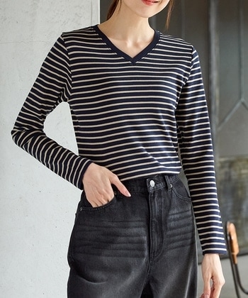 【Honeys公式 / ハニーズ】オーガニックVネックT レディース LL コン×ベージュ プチプラ 【Honeys公式 / ハニーズ】オーガニックVネックT レディース LL コン×ベージュ プチプラ