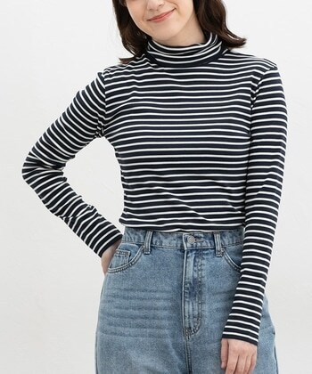 【Honeys公式 / ハニーズ】フライスボーダータートル レディース LL コン×オフ プチプラ 【Honeys公式 / ハニーズ】フライスボーダータートル レディース LL コン×オフ プチプラ