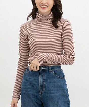 【Honeys公式 / ハニーズ】フライスボーダータートル レディース L アカボーダー プチプラ 【Honeys公式 / ハニーズ】フライスボーダータートル レディース L アカボーダー プチプラ