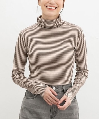 【Honeys公式 / ハニーズ】フライスボーダータートル レディース LL グレーボーダー プチプラ 【Honeys公式 / ハニーズ】フライスボーダータートル レディース LL グレーボーダー プチプラ