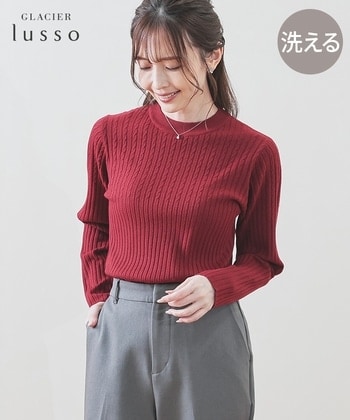 【Honeys公式 / ハニーズ】変則ケーブルハイネック レディース S レッド プチプラ 【Honeys公式 / ハニーズ】変則ケーブルハイネック レディース S レッド プチプラ