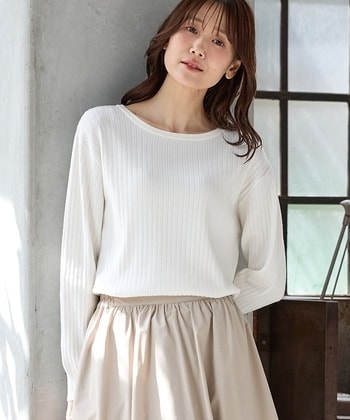 【Honeys公式 / ハニーズ】ワイドリブボートネック レディース L アイボリー プチプラ 【Honeys公式 / ハニーズ】ワイドリブボートネック レディース L アイボリー プチプラ