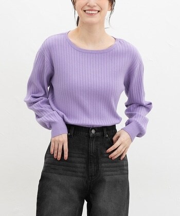 【Honeys公式 / ハニーズ】ワイドリブボートネック レディース L ラベンダー プチプラ 【Honeys公式 / ハニーズ】ワイドリブボートネック レディース L ラベンダー プチプラ
