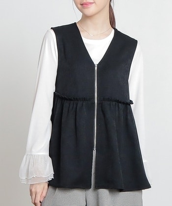 【Honeys公式 / ハニーズ】ペプラムベスト レディース L ブラック プチプラ 【Honeys公式 / ハニーズ】ペプラムベスト レディース L ブラック プチプラ