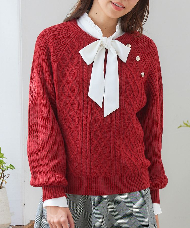 【SALE】金釦付きリブニット