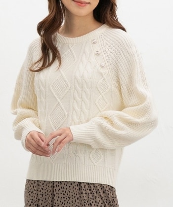 【Honeys公式 / ハニーズ】金釦付ケーブル編ニット レディース LL アイボリー プチプラ 【Honeys公式 / ハニーズ】金釦付ケーブル編ニット レディース LL アイボリー プチプラ