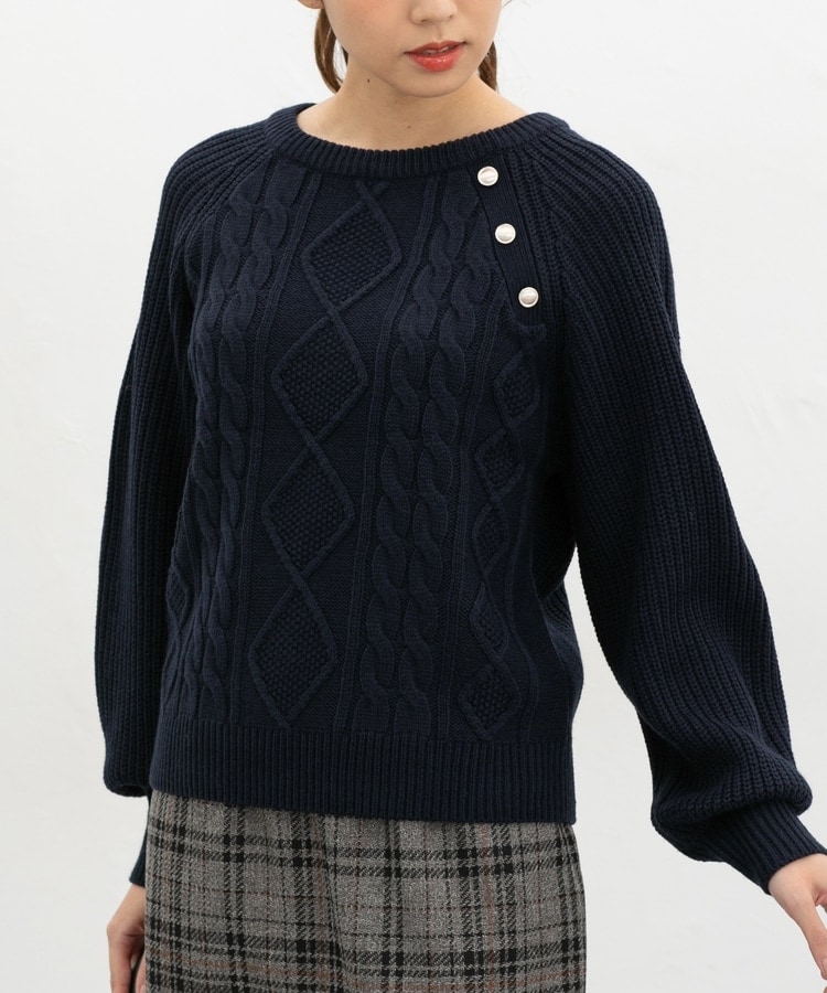 金釦付ケーブル編ニット: トップス｜ハニーズ公式通販