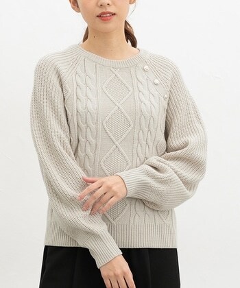 【Honeys公式 / ハニーズ】金釦付ケーブル編ニット レディース LL ライトベージュ プチプラ 【Honeys公式 / ハニーズ】金釦付ケーブル編ニット レディース LL ライトベージュ プチプラ