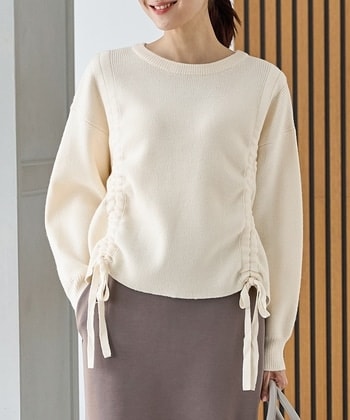 【Honeys公式 / ハニーズ】ドロスト使いニット レディース L アイボリー プチプラ 【Honeys公式 / ハニーズ】ドロスト使いニット レディース L アイボリー プチプラ