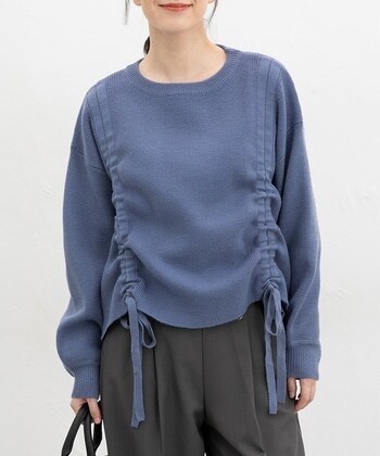 【Honeys公式 / ハニーズ】ドロスト使いニット レディース S スモーキーブルー プチプラ 【Honeys公式 / ハニーズ】ドロスト使いニット レディース S スモーキーブルー プチプラ