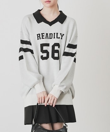 【Honeys公式 / ハニーズ】衿付ロゴニット レディース M アイボリー プチプラ 【Honeys公式 / ハニーズ】衿付ロゴニット レディース M アイボリー プチプラ