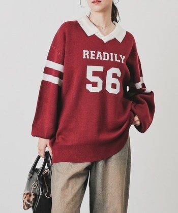 【Honeys公式 / ハニーズ】衿付ロゴニット レディース S レッド プチプラ 【Honeys公式 / ハニーズ】衿付ロゴニット レディース S レッド プチプラ