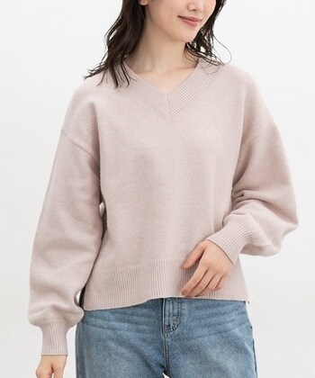 【Honeys公式 / ハニーズ】ラメ入Vネックニット レディース M ピンク プチプラ 【Honeys公式 / ハニーズ】ラメ入Vネックニット レディース M ピンク プチプラ