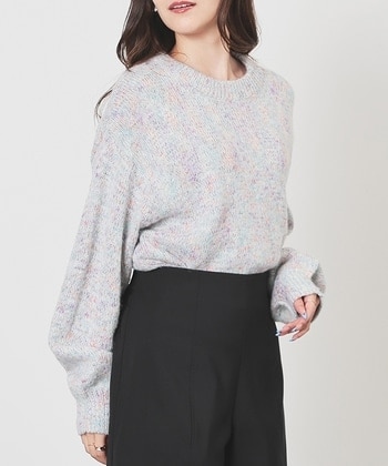 【Honeys公式 / ハニーズ】ミックスクルーニット レディース S ピンクMix プチプラ 【Honeys公式 / ハニーズ】ミックスクルーニット レディース S ピンクMix プチプラ