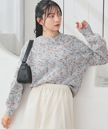 【Honeys公式 / ハニーズ】ミックスクルーニット レディース S チャMix プチプラ 【Honeys公式 / ハニーズ】ミックスクルーニット レディース S チャMix プチプラ