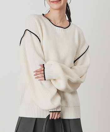 【Honeys公式 / ハニーズ】配色ニット レディース M アイボリー プチプラ 【Honeys公式 / ハニーズ】配色ニット レディース M アイボリー プチプラ