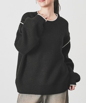 【Honeys公式 / ハニーズ】配色ニット レディース M ブラック プチプラ 【Honeys公式 / ハニーズ】配色ニット レディース M ブラック プチプラ